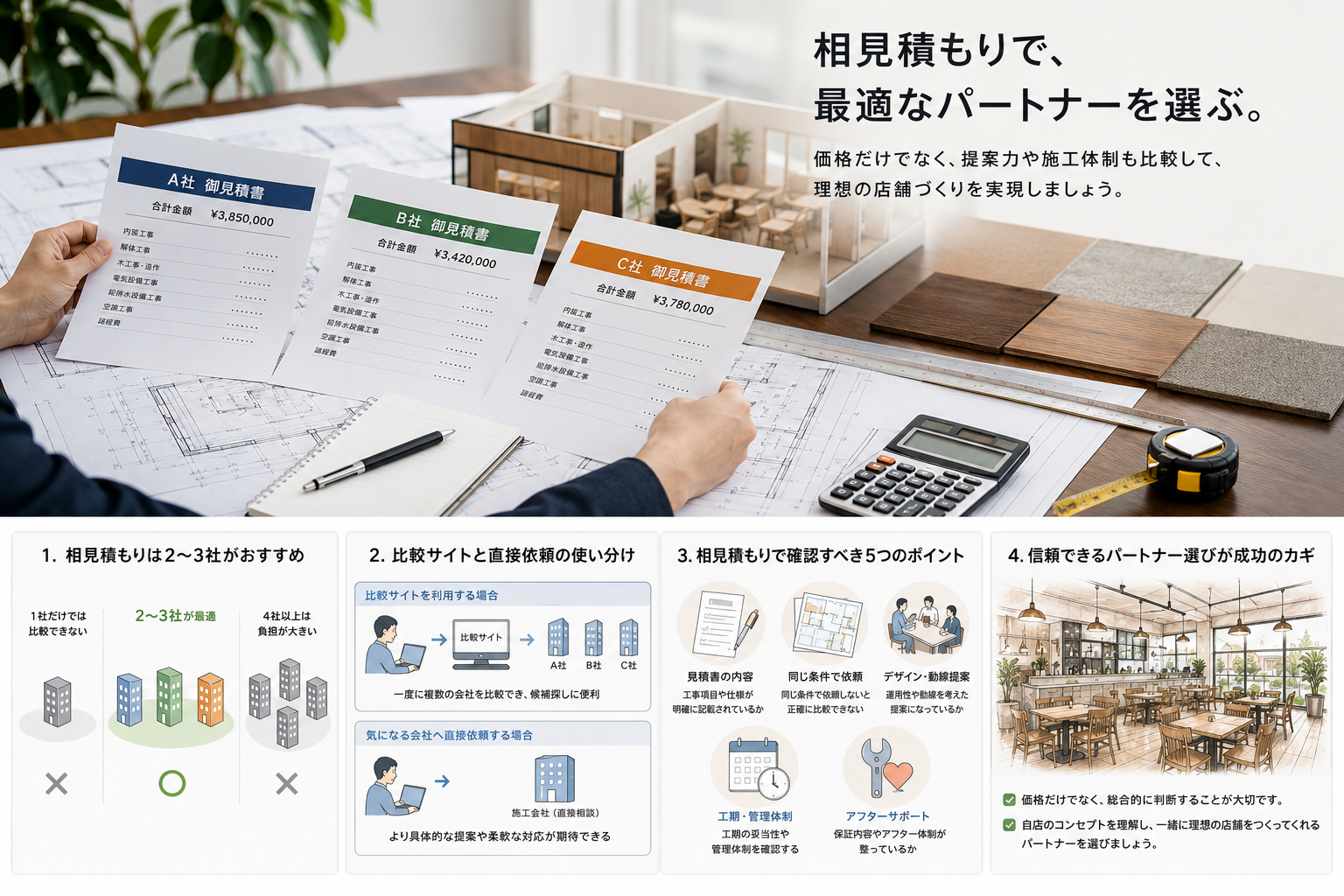 店舗内装工事の相見積もり